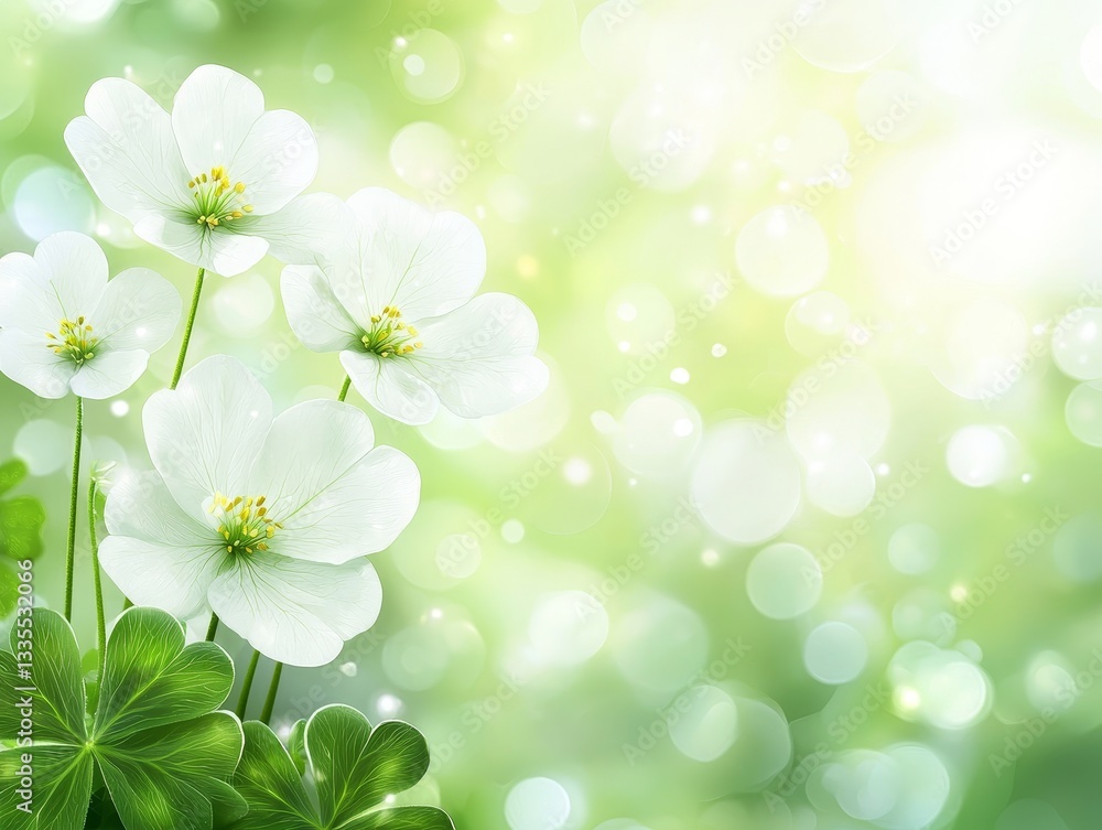 Wall mural an abstract background with green shamrocks for st patrick's day and springtime.