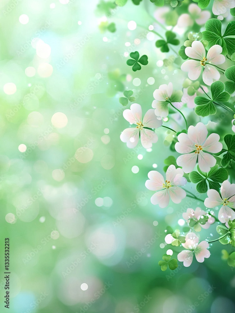 Wall mural an abstract background with green shamrocks for st patrick's day and springtime.