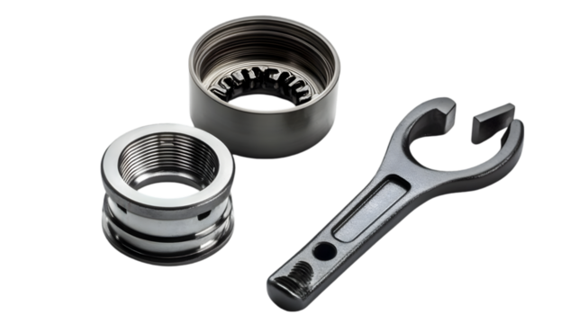 Mechanical tools set with open wrench and bearings perfect for industrial repair automotive maintenance or precision machine equipment tool concept