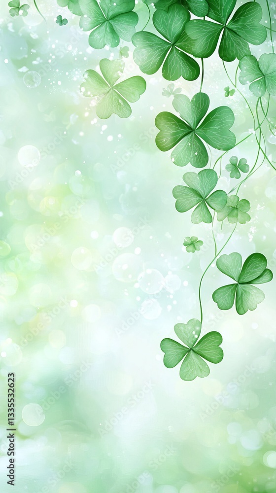 Wall mural an abstract background with green shamrocks for st patrick's day and springtime.