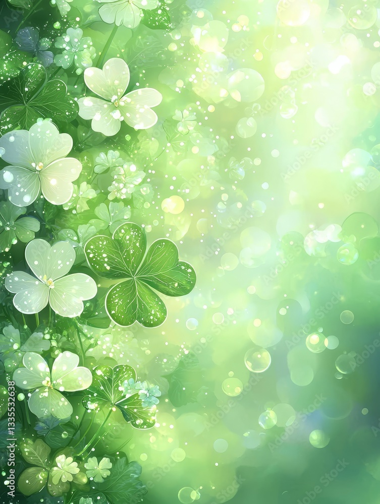 Wall mural an abstract background with green shamrocks for st patrick's day and springtime.