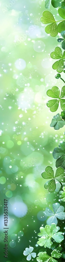 Wall mural an abstract background with green shamrocks for st patrick's day and springtime.