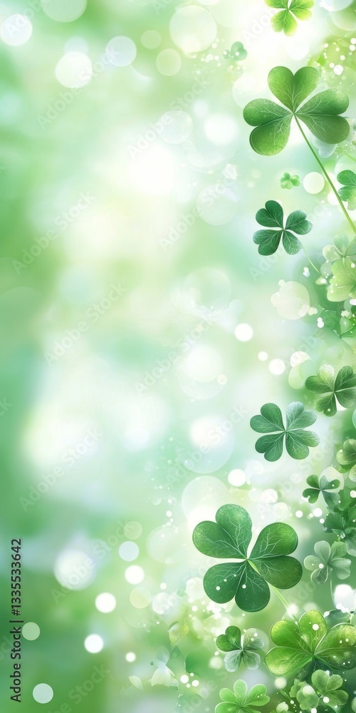 Wall mural an abstract background with green shamrocks for st patrick's day and springtime.