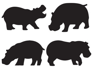 Hippopotamus Stencil Power and Elegance in Black Vector Silhouette