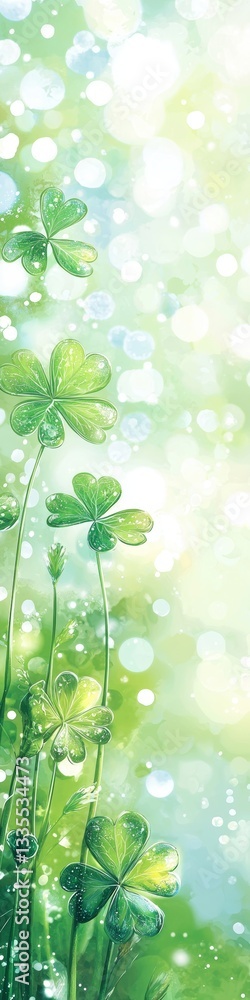 Wall mural an abstract background with green shamrocks for st patrick's day and springtime.