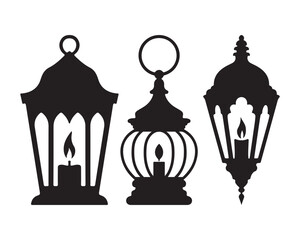 Three Elegant Black and White Silhouette Lanterns