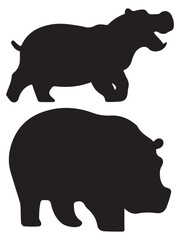 Hippopotamus Stencil Power and Elegance in Black Vector Silhouette