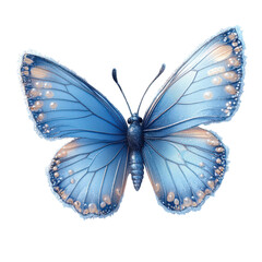 Fototapeta premium Elegant blue butterfly illustration with intricate wing details and texture