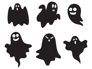 Halloween Ghost Silhouette Set Spooky Spirit Illustrations