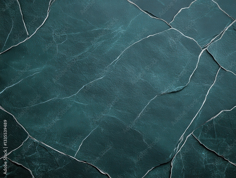 Poster close-up of textured dark green stone surface with intricate cracks and patterns