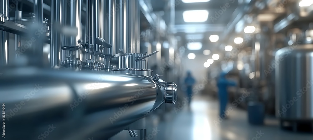 Poster a high-definition panoramic image of a chemical factory showcasing daily production and processing a