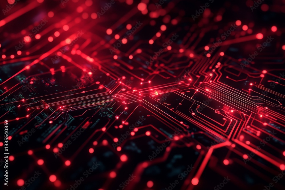 Poster futuristic red and black abstract background with geometric patterns for tech design