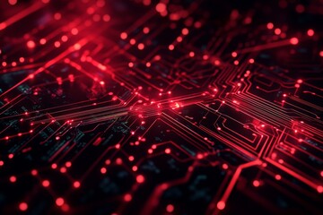 Fototapeta premium Futuristic red and black abstract background with geometric patterns for tech design