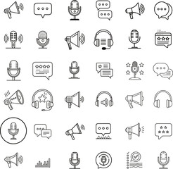 Speech Icon Set with Editable Stroke – Communication and Dialogue Symbols