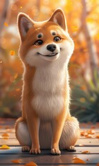 Adorable pet dog wallpaper with cute facial and body fur Generate AI