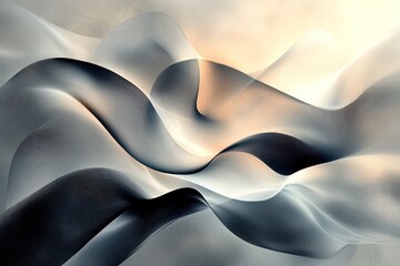 Obraz premium Abstract flowing fabrics, soft tones, dynamic movement, sunrise backdrop