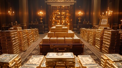 Luxurious gold vault room