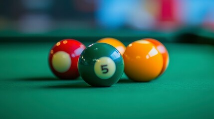 Colorful Pool Balls on Table