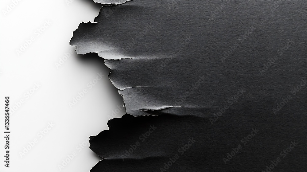 Aufkleber textured torn black paper revealing a smooth white background showcasing a modern minimalist design 