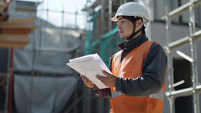 工事現場で働く男性　AI