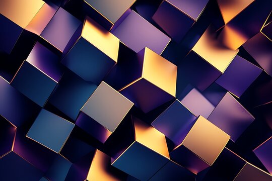 Fototapeta Abstract Geometric Cubes in Dark Colors