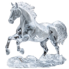 Captivating silver horse sculpture embodies strength and timeless elegance