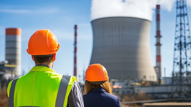A Striking Panoramic Image of a Nuclear Power Plant with Tall Chimneys and Continuous Steam Rising