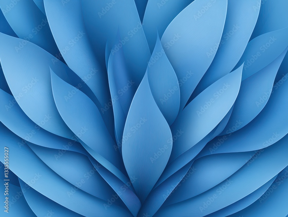 Poster abstract blue leaf pattern creating a serene background for design use