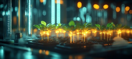 Futuristic Hydroponic Sprouts, Fresh sprouts and seedlings