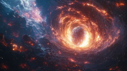 Obraz premium Fiery Cosmic Vortex Devouring Planet