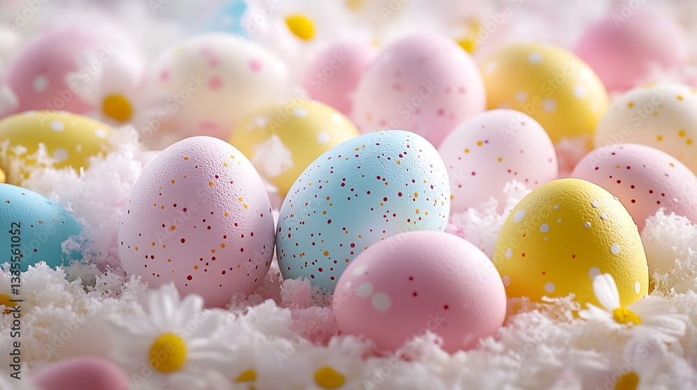 Aufkleber pastel colored easter eggs artfully arranged on soft petals creating a lovely springtime aesthetic :