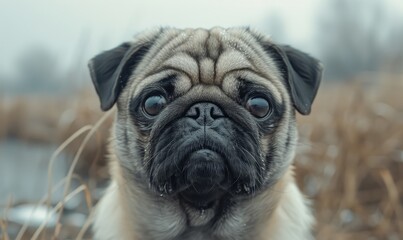 Obraz premium Adorable pet dog wallpaper with cute facial and body fur Generate AI