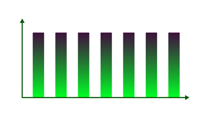Stability concept. Stable bar chart. Minimalist bar chart with equal-height green gradient bars, symbolizing stability and balance in the business world.