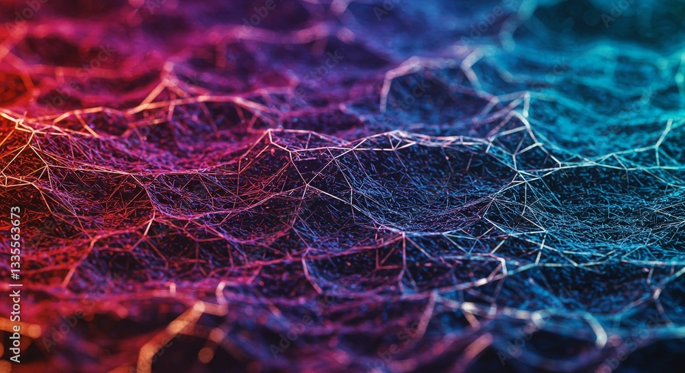 Poster abstract digital landscape network connection data visualization futuristic technology background