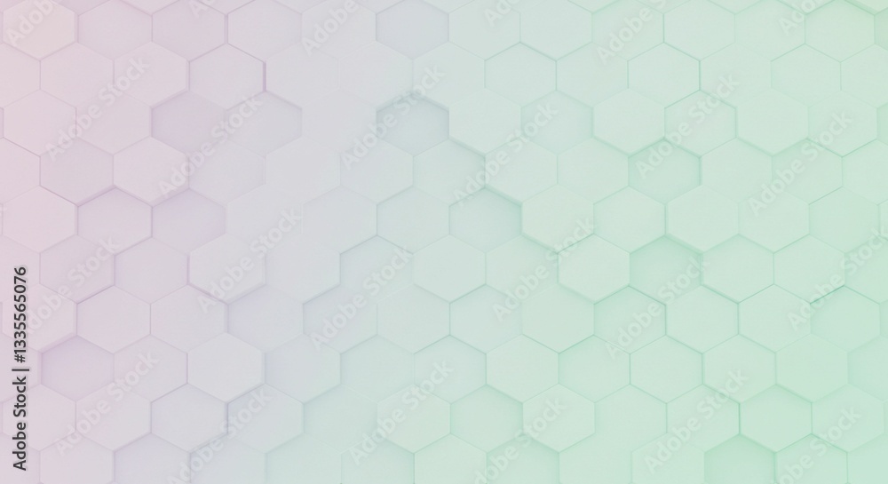 Poster abstract hexagon pattern pastel gradient geometric background modern design 3d render
