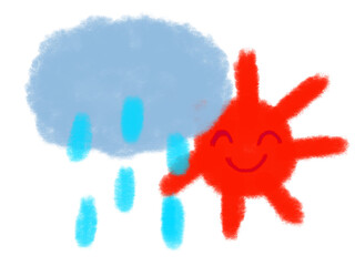 雨のち晴れのお天気マーク（JPEG/PNG）