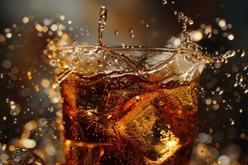 Ultra Hd Image of Liquid Splash Alcohol, Tea, Cola
