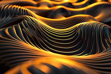 Ultra Quality Image of 3D Rendering, Curve Lines with Dark Backgroundhigh Detail, 8K