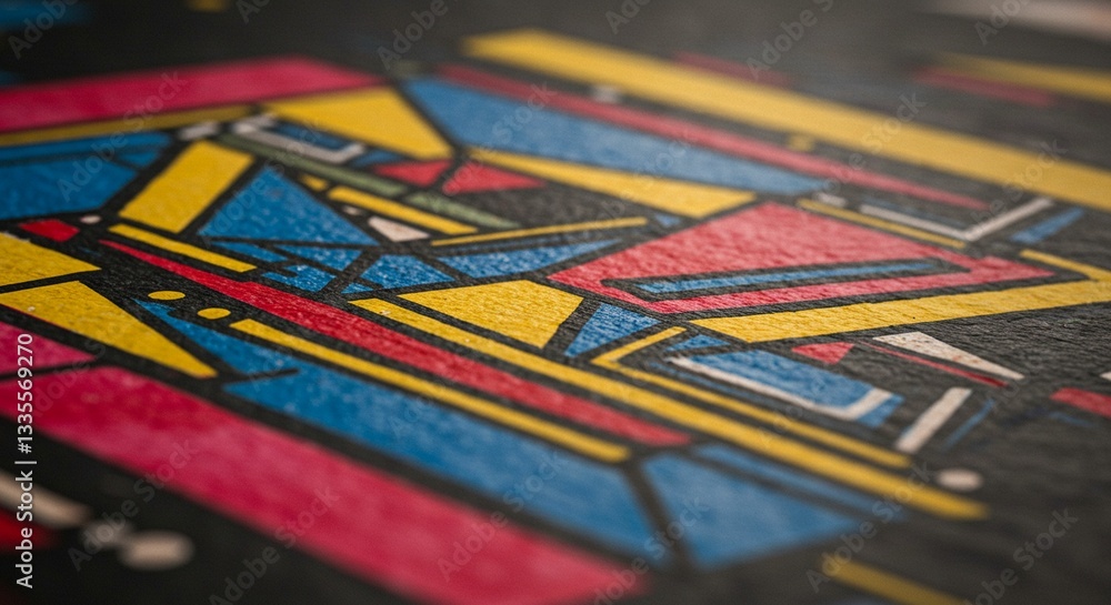 Poster abstract geometric design colorful blocks close up texture modern art print