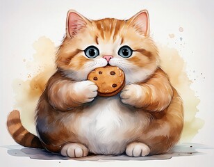 Cute Cat Eating Cookie