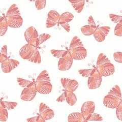 seamless red butterflies pattern background for textiles