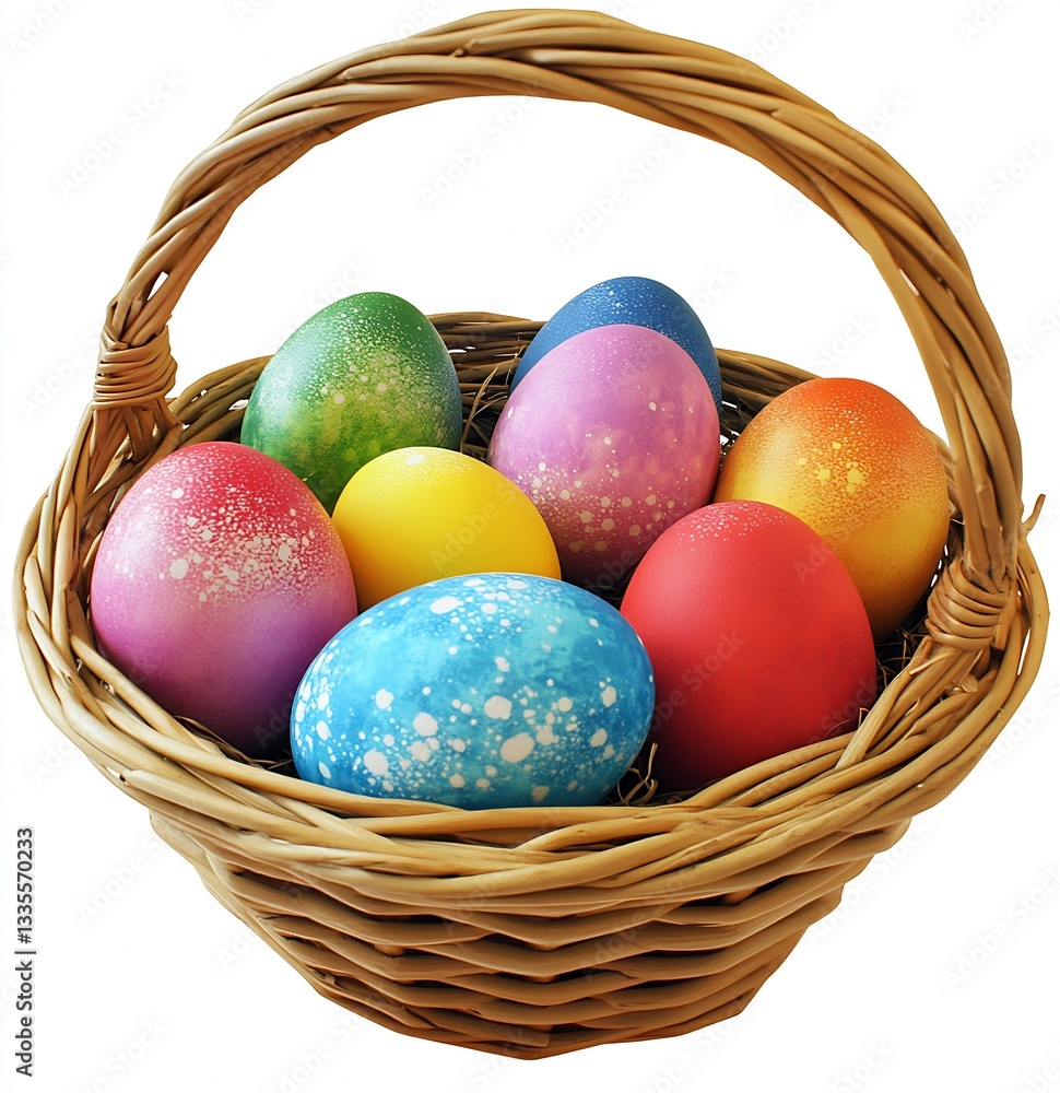 Aufkleber vibrant easter eggs in a basket showcasing unique patterns and colors for festive spring decor : gen
