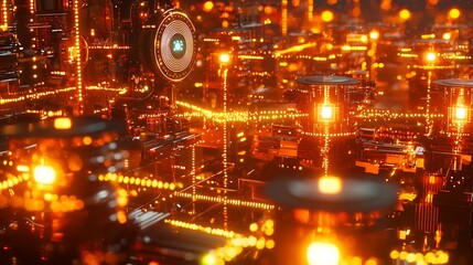 Fototapeta premium Artificial intelligence processing vast amounts of data a glowing quantum computing facility