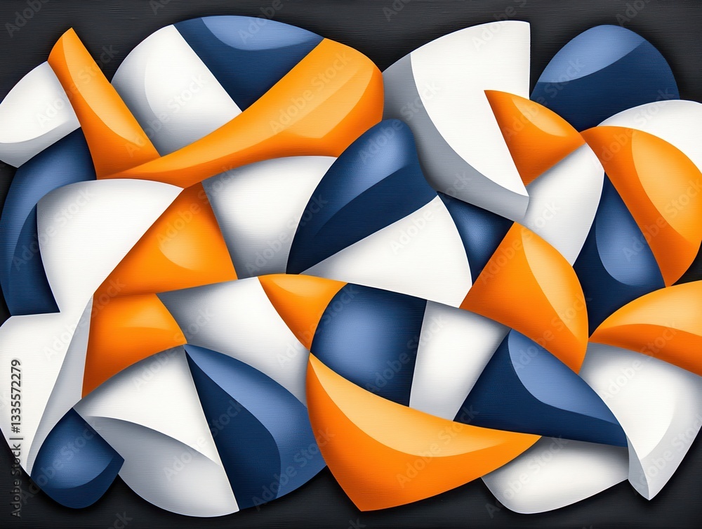 Aufkleber abstract composition of interlocking shapes in vibrant colors and smooth textures