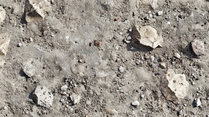 An overhead view showing concrete fragments mixed with small pebbles