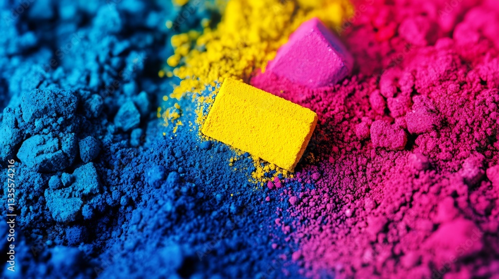 Fototapete Vibrant colors of powdered pigments in stunning shades spread across a textured surface creating an artistic backdrop : Generative AI
