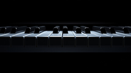Black and white piano keys on a dark background