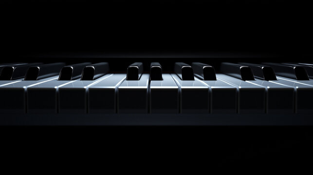 Black and white piano keys on a dark background