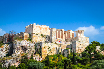 Panoramic view of Acropolis Hill in Athens, capital of Greece.
