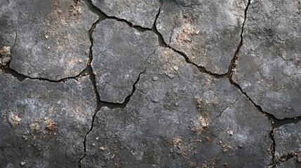 Fototapeta premium The cracked and weathered surface of a dark gray stone formation
